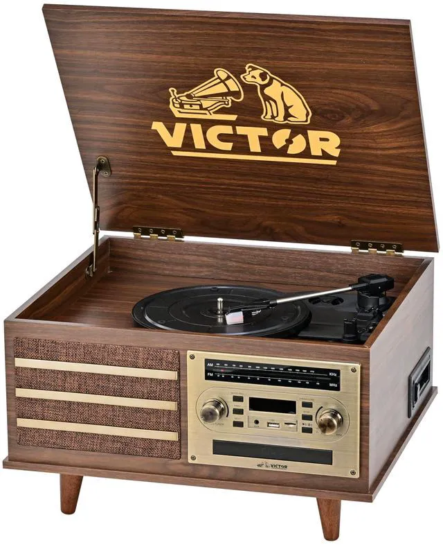 Alt view image 8 of 8 - Victor Monroe 8-in-1 Music Center - Walnut