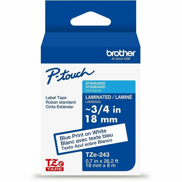 Alt view image 8 of 8 - Brother Genuine P-touch TZe243 BL on WHT Label Tape Laminated 18mmX8m