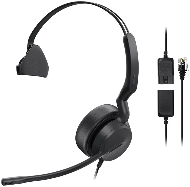 Alt view image 8 of 8 - YEALINK CALL CENTER HEADSET; MONO HEADSET; NOISE-CANCELLING MICROPHONE; LEATHER