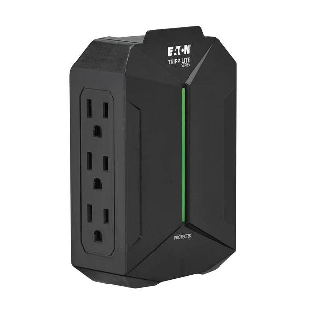 Alt view image 8 of 8 - Tripp Lite series Protect It! SK62SL 6-Outlets Surge Suppressor/Protector - Phone, Tablet, Computer, Household Electronic, Printer, Router, Lamp & Lighting, Gaming Console - Black - NEMA 5-15P - 6