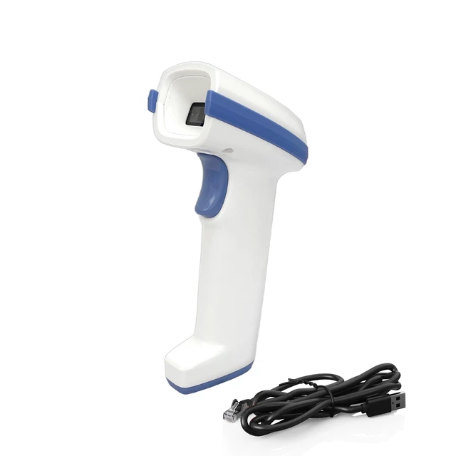 Alt view image 4 of 4 - AMBIR BR112 Healthcare USB Barcode Scanner - Cable/Wireless Connectivity - 8.27" Scan Distance - 1D, 2D - LED - USB - White, Blue - IP52 - Healthcare, Industrial, Inventory, Warehouse, Logistics