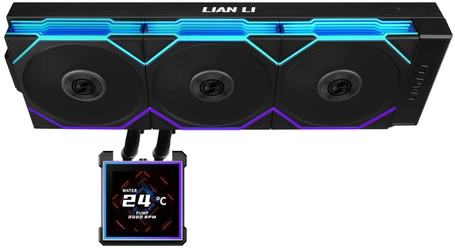 Main image of Lian Li Hydroshift II-S LCD 360TL Flex Liquid CPU Cooler | 360mm AIO | 3.4" LCD Square Screen | Daisy-Chain | Low-Noise | Intel LGA 1851/1700, AMD AM5/AM4 | 3X TL Flex 120 RGB Fan- Black(HS2LCDS36TFB)