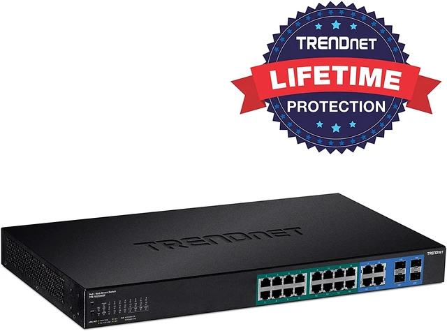 Alt view image 8 of 8 - TRENDnet 20-Port Gigabit Web Smart 370W PoE+ Managed Switch TPE1620WSF