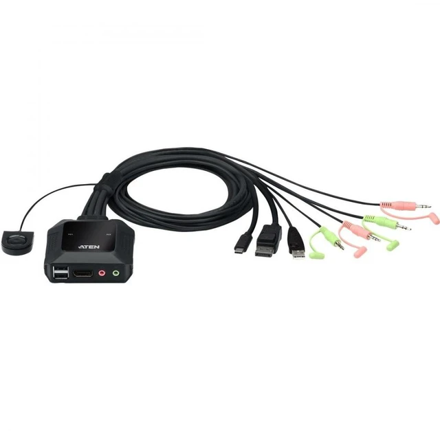 Alt view image 2 of 2 - ATEN 2-Port USB-C DisplayPort Hybrid Cable KVM Switch CS52DP