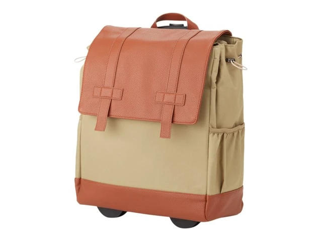Alt view image 2 of 2 - Francines Wheels Up convertible roller backpack takes you up, up & away. The main compartment expands to fill your business-day needs and overnight plans - BKBUDGRL_SM-OLI