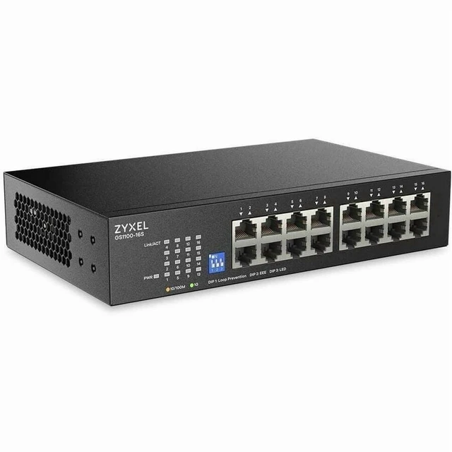 Alt view image 2 of 2 - ZYXEL 16-port GbE Unmanaged Switch - 16 Ports - Gigabit Ethernet - 1000Base-T - 2 Layer Supported - 8.33 W Power Consumption - Twisted Pair - Wall Mountable, Rack-mountable - Lifetime Limited Warranty