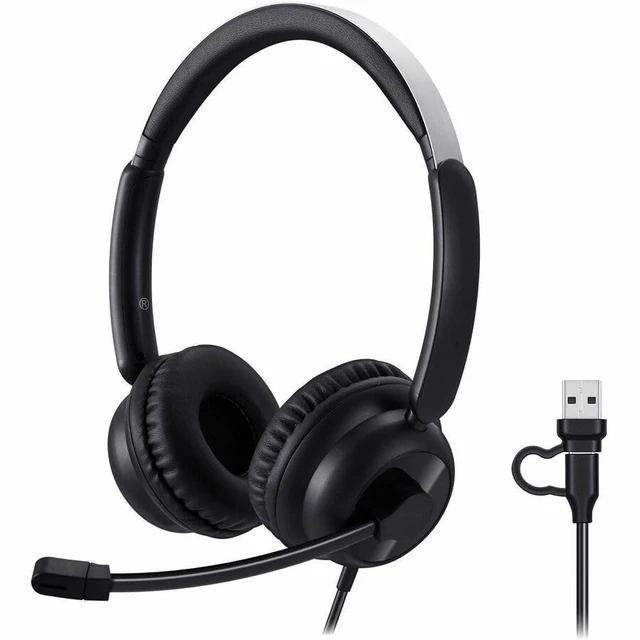 Alt view image 15 of 15 - Adesso USB-C & USB-A Headset with In-Line Push-to-Talk Controls - Stereo - USB Type A, USB Type C - Wired - 32 Ohm - Over-the-ear, Over-the-head - Binaural - Supra-aural - 6 ft Cable - Omni-direct