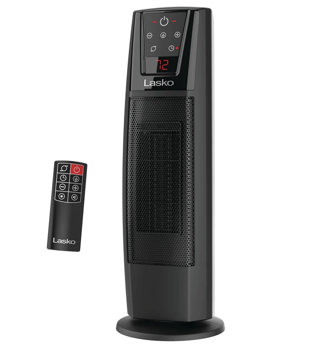 Alt view image 8 of 9 - Lasko 1500W Digital Ceramic Tower Space Heater with Remote Control, CT20111, Black - Ceramic - Electric - 900 W to 1500 W - 2 x Heat Settings - Timer - 150 Sq. ft. Coverage Area - 1500 W - 120 V AC -