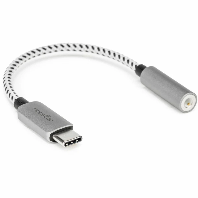 Alt view image 4 of 4 - Rocstor Premium USB-C to Hi-Res 3.5mm Audio Adapter - High Resolution 3.5mm Audio Adapter with DAC 44.1/48/96KHz Sample Rate - Aluminum Gray - Y10A333-S1