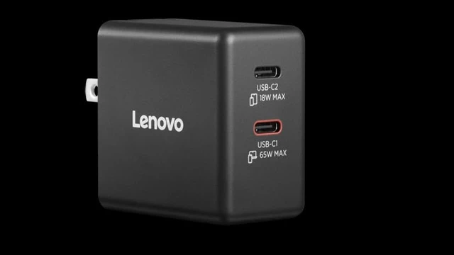 Alt view image 2 of 2 - Lenovo Dual USB-C 65W GaN Charger 40AW065BUS