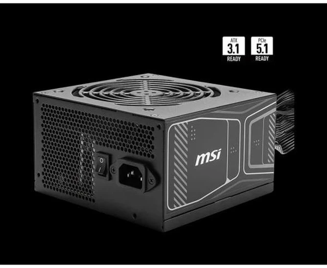 Alt view image 4 of 5 - MSI MAG 650W Power Supply Internal 120 V AC 230 V AC Input 650 W Active PFC PCI Express Connector 5.1 1 Fan 85% Efficiency On/Off Switch MAGA650GNII