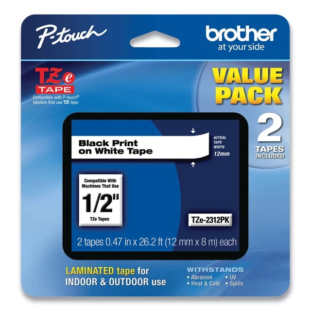 Alt view image 8 of 8 - Brother Genuine TZe231~1/2" 2PK Black Print on White Label Tape