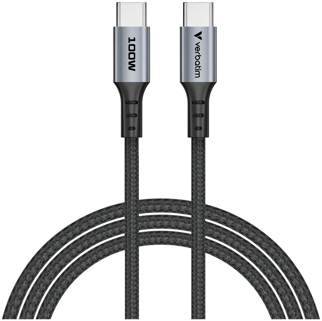 Alt view image 9 of 9 - Verbatim Sync & Charge 100W USB-C to USB-C Cable Black