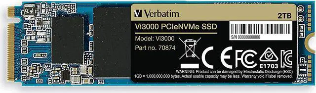 Alt view image 3 of 10 - VERBATIM 2TB VI3000 PCIe Gen 3.0 x4 NVMe M.2 2280 INTERNAL SSD