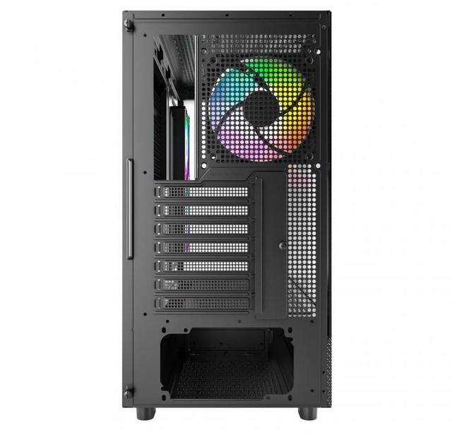 Alt view image 4 of 8 - MONTECH XR, ATX Mid-Tower PC Gaming Case, 3 x 120mm ARGB PWM Fans  Pre-Installed, Full-View Dual Tempered Glass Panel, Wood-Grain Design I/O Interface, Support 4090 GPUs, 360mm Radiator Support, Black