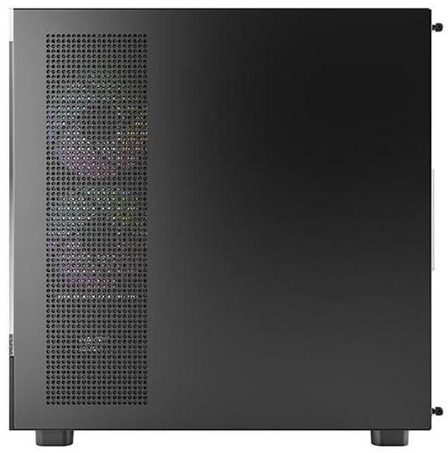 Alt view image 5 of 8 - MONTECH XR, ATX Mid-Tower PC Gaming Case, 3 x 120mm ARGB PWM Fans  Pre-Installed, Full-View Dual Tempered Glass Panel, Wood-Grain Design I/O Interface, Support 4090 GPUs, 360mm Radiator Support, Black