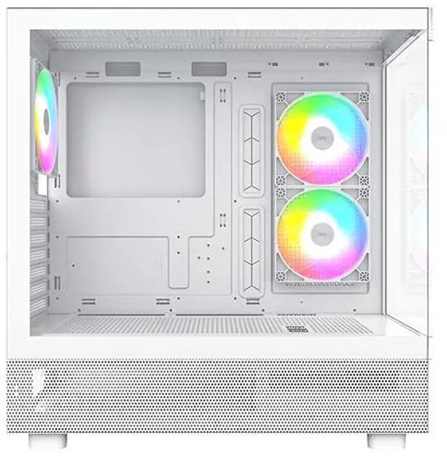 Alt view image 4 of 7 - MONTECH XR, ATX Mid-Tower PC Gaming Case, 3 x 120mm ARGB PWM Fans  Pre-Installed, Full-View Dual Tempered Glass Panel, Wood-Grain Design I/O Interface, Support 4090 GPUs, 360mm Radiator Support, White