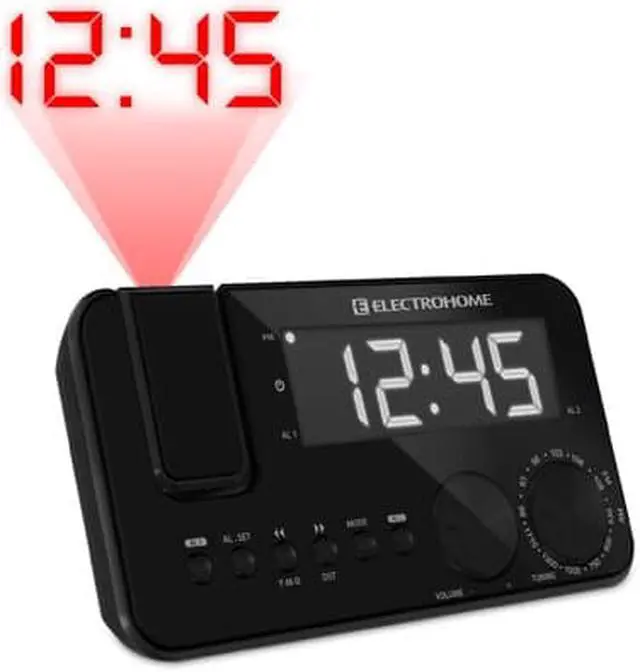 Alt view image 7 of 8 - Electrohome EAAC500US Projection Clock Radio w/ WakeUp! Battery Backup Alarm, Jumbo 1.2" LED Display