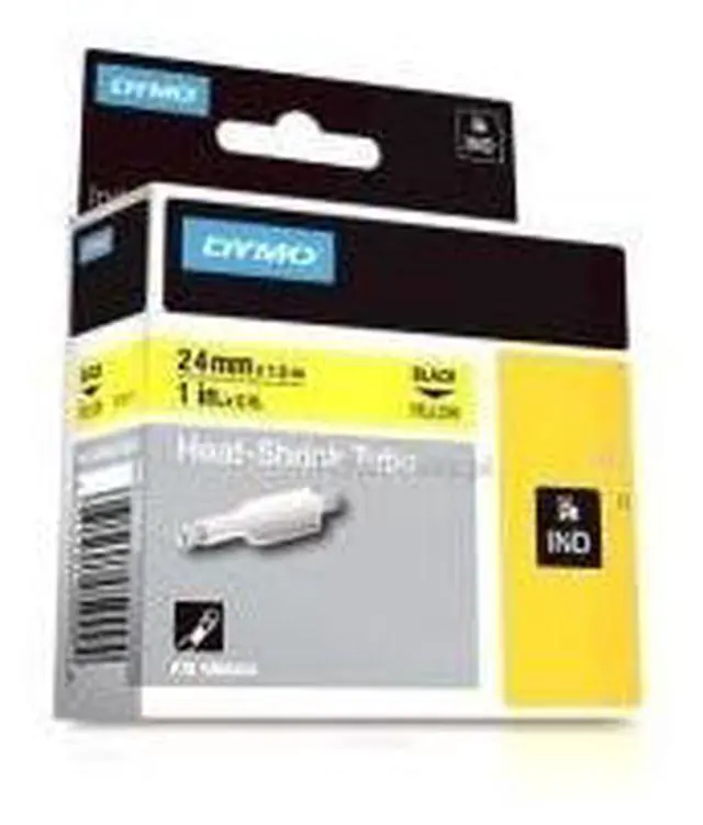Main image of DYMO 1805444 Industrial Heat Shrink Tubes for DYMO Industrial RhinoPro Label Makers, Black on Yellow, 1.00"