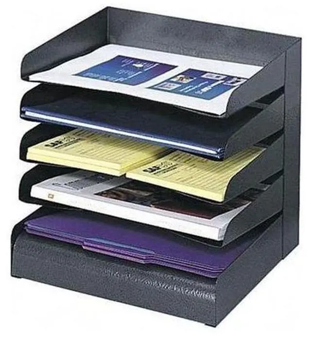 Main image of Safco Steel Desk Tray Sorter 5-Tier Ltr 12"x9-1/2"x11-1/4" BK 3127BL