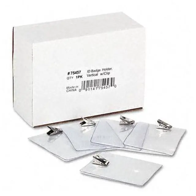 Alt view image 2 of 11 - Id Badge Holder W/Clip, Vertical, 3W X 4H, Clear, 50/Pack