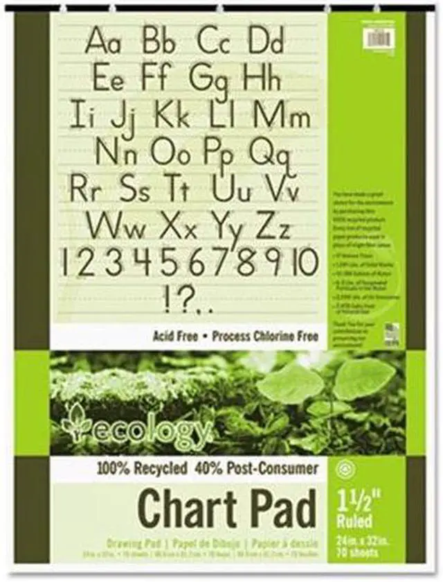 Alt view image 2 of 9 - S.A.V.E Recycled Chart Pads, 1-1/2In Ruled, 24 X 32, White, 70 Sheets