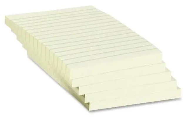 Alt view image 2 of 13 - Business Source Recycled Adhesive Note Pads Lined 4"x6" 5/PK Yellow 36619