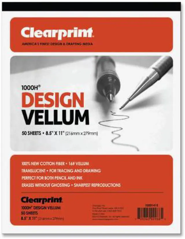 Alt view image 2 of 8 - Clearprint Design Vellum Paper 16lb White 8-1/2 x 11 50 Sheets/Pad 10001410