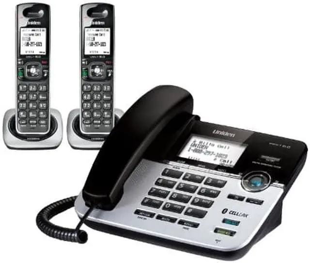 Alt view image 3 of 5 - Uniden D3588-2 Dect 6.0 Bluetooth 2 Handset Corded/Cordless Phone System With Answering System and Cell Link Connection