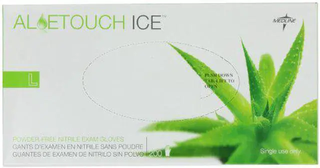 Alt view image 2 of 13 - Medline Aloetouch Ice Nitrile Exam Gloves Large Green 200/Box MDS195286