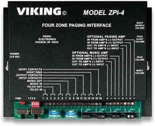 Main image of Viking Electronics - ZPI-4 - Multi-Zone Paging Interface Touch Tone Controlled
