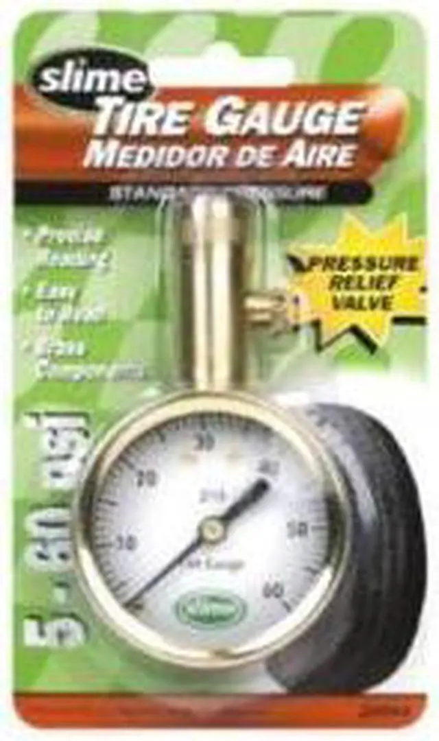 Main image of SLIME 20049 Brass Dial Tire Gauge,5 to 60 PSI