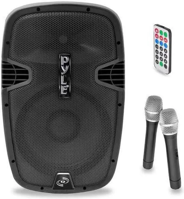 Alt view image 6 of 10 - New Pyle PPHP159WMU 15'' 1600 Watt Bluetooth Music Streaming Portable Loudspeaker System - Built-in Rechargeable Battery, 2 Wireless Mics, FM Radio, LCD Readout, USB & SD Card Readers