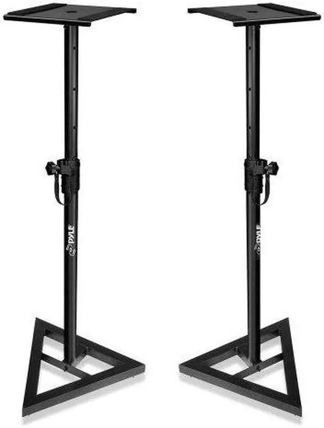 Alt view image 6 of 6 - Heavy Duty Telescoping Height Adjustment Monitor Speaker Stands
