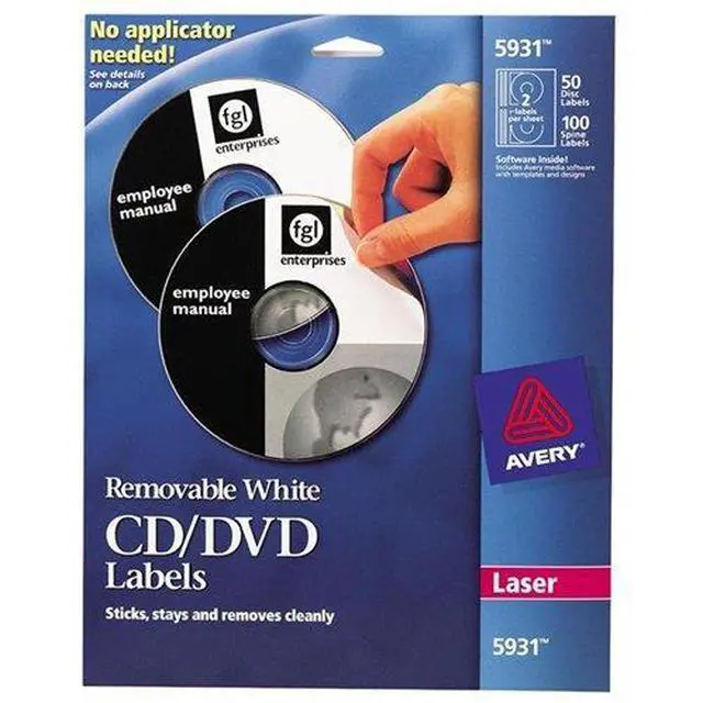 Alt view image 3 of 19 - AVERY 5931 Matte White Removable CD Labels for Laser Printers