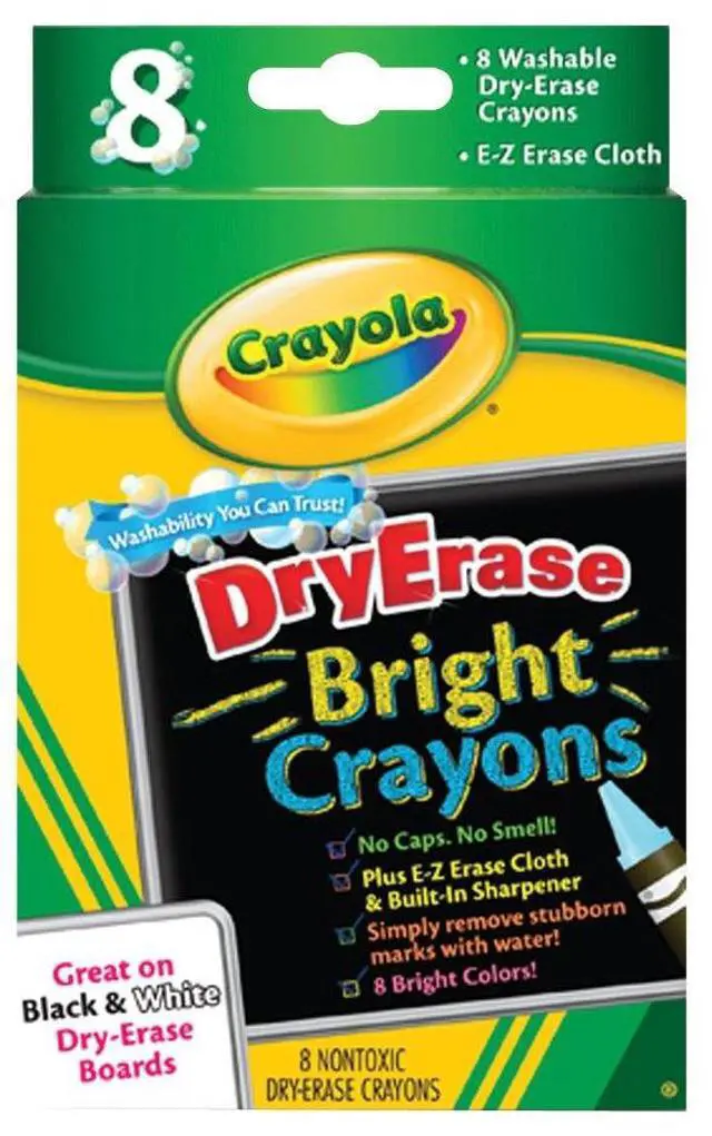 Alt view image 4 of 12 - Crayola Washable Dry-Erase Crayons-Bright 8/Pkg