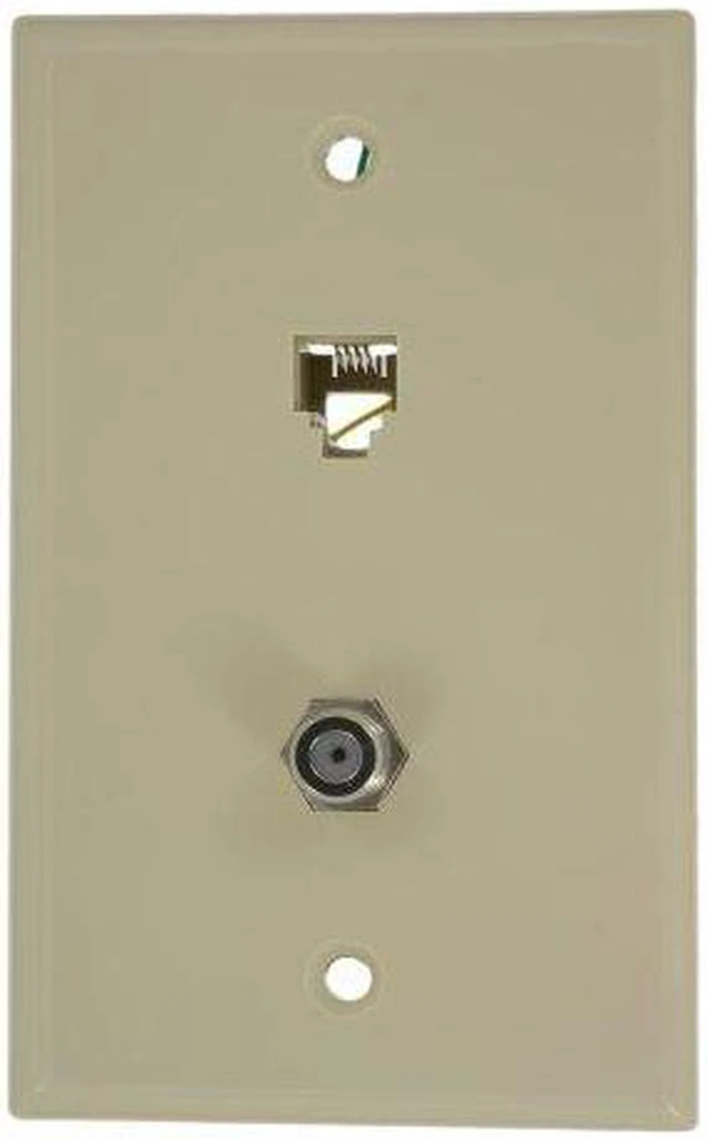 Alt view image 2 of 6 - Leviton 40259-I Ivory Combination Telephone Jack and F-Connector Wall Plate (Pack of 10)