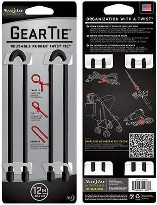 Main image of Nite Ize GT122PK01 Gear Tie 12", 2 Pack, Black