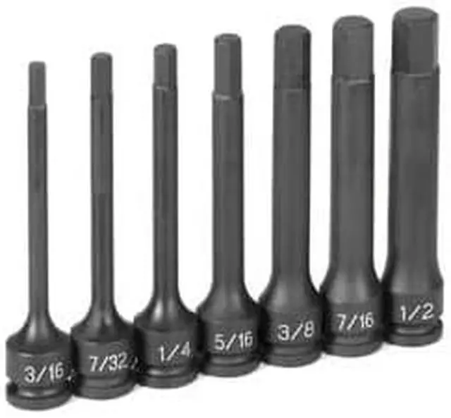 Alt view image 2 of 4 - Grey Pneumatic 1247H 7-Piece 3/8 in. Drive SAE 4 in. Hex Impact Drive Socket Set