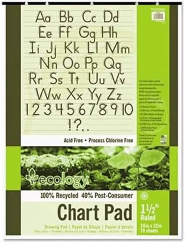 Alt view image 3 of 9 - S.A.V.E Recycled Chart Pads, 1-1/2In Ruled, 24 X 32, White, 70 Sheets