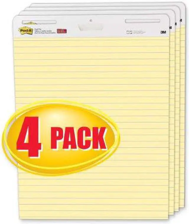 Main image of 3M 561VAD4PK Self-Stick Easel Pads, Ruled, 25 x 30, Yellow, 4 30-Sheet Pads/Carton