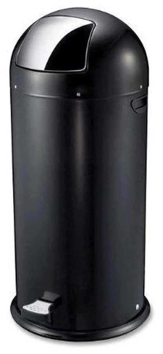 Main image of Genuine Joe Round-Top Pedal Receptacle Bin - Steel - Black