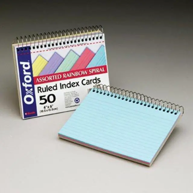 Alt view image 2 of 9 - Oxford 40286 Spiral Index Cards, 4 x 6, Blue/Violet/Canary/Green/Cherry, 50/Pack