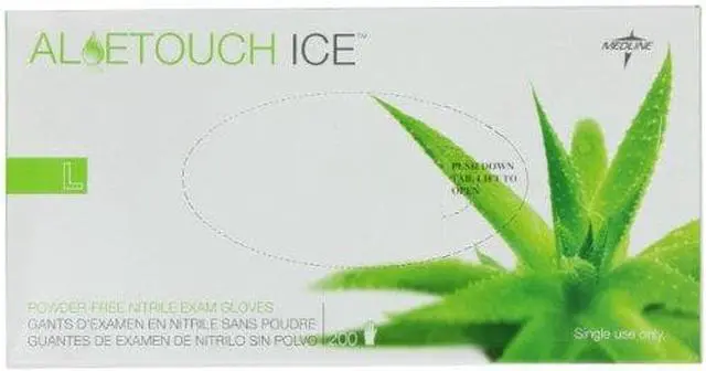 Alt view image 5 of 13 - Medline Aloetouch Ice Nitrile Exam Gloves Large Green 200/Box MDS195286