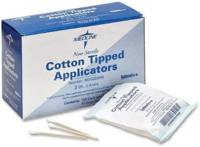 Alt view image 2 of 7 - Medline Cotton Tip Applicator 3" Nonsterile 1000/BX White MDS202050