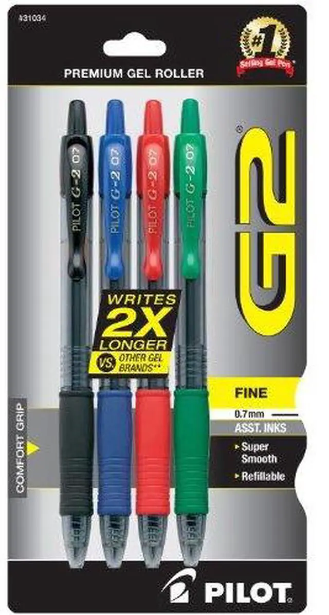 Alt view image 2 of 6 - Pilot Gel Pen Retractable/Refillable Fine Point 4/PK Assorted 31034