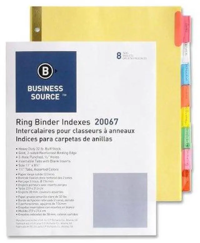 Alt view image 3 of 7 - Insertable Tab Indexes 8 Tab 11"x8-1/2" Buff Paper/Multi