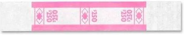 Main image of PM Company 55029 Securit $250.00 Denomination White Kraft Currency Bands with Quick Stick Adhesive, Cerise, 1000 Band
