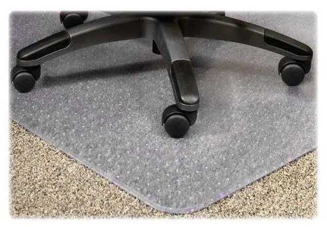 Alt view image 7 of 16 - Lorell 25754 PlushMat Chair Mat 60" Length x 46" Width x 0.13" Thickness Overall - Vinyl - Clear