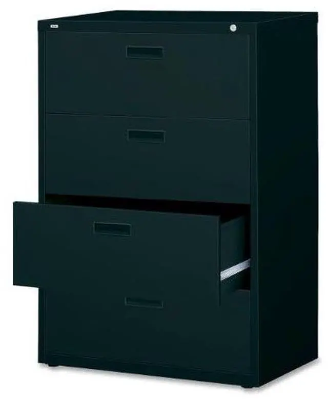 Alt view image 2 of 19 - Lorell Lateral File 4-Drawer 30"x18-5/8"x52-1/2" Black 60560